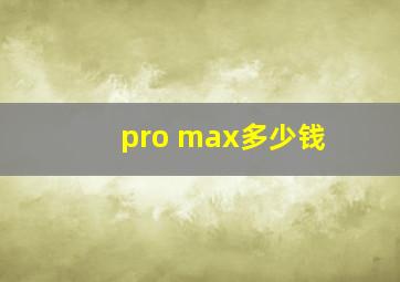 pro max多少钱